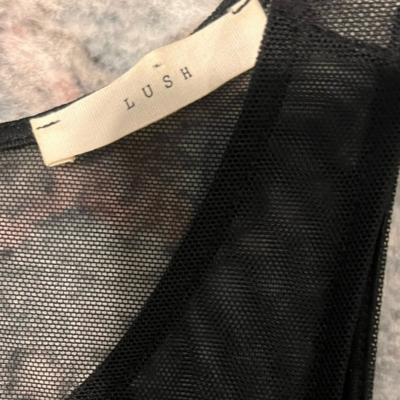 Lush Black Mesh Panel Cutout Back Mini Dress NWOT S - Picture 6 of 7